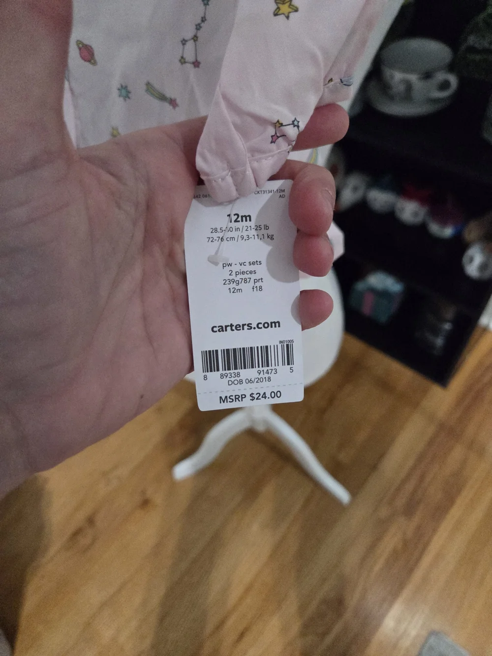 Carter's Pink Printed Ruffle Button-Front Baby  Space Themed